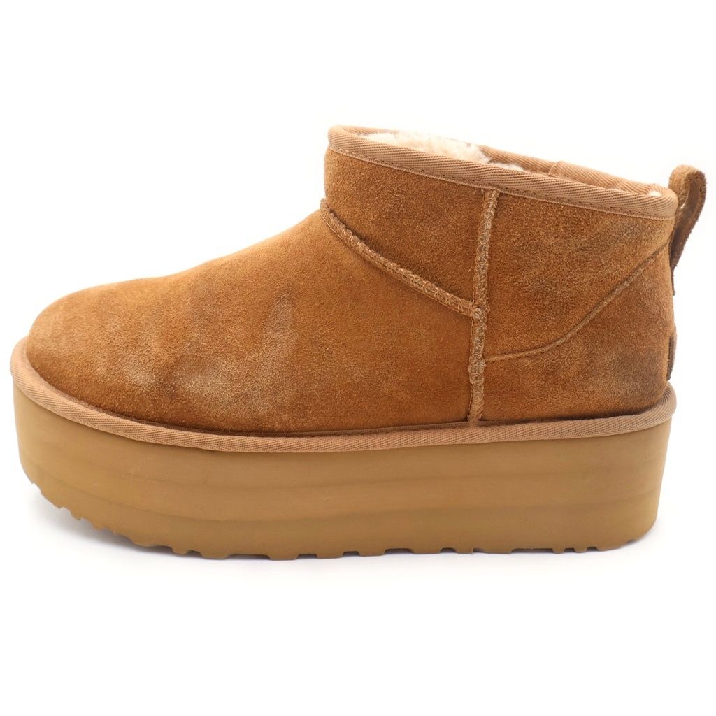 UGG (アグ) WMNS CLASSIC ULTRA MINI PLATFORM ウィメンズ クラシックミニ プラットフォーム ムートンシューズ スエードレザーブーツ ブラウン US10/27cm 1135092