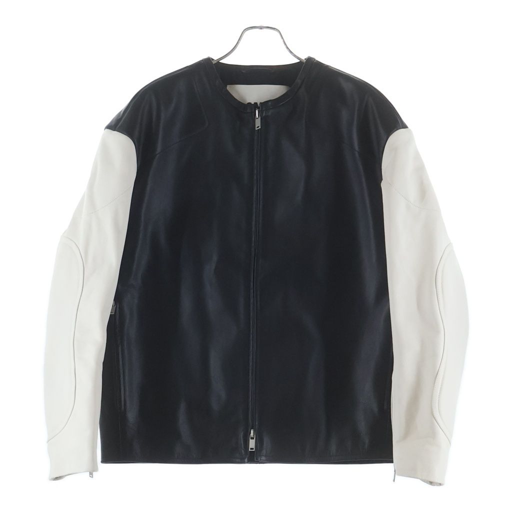 JIL SANDER (ジルサンダー) 23AW PADED LEATHER JACKET パデッド レザージャケット ブラック/ホワイト J21BN0137 JTN291