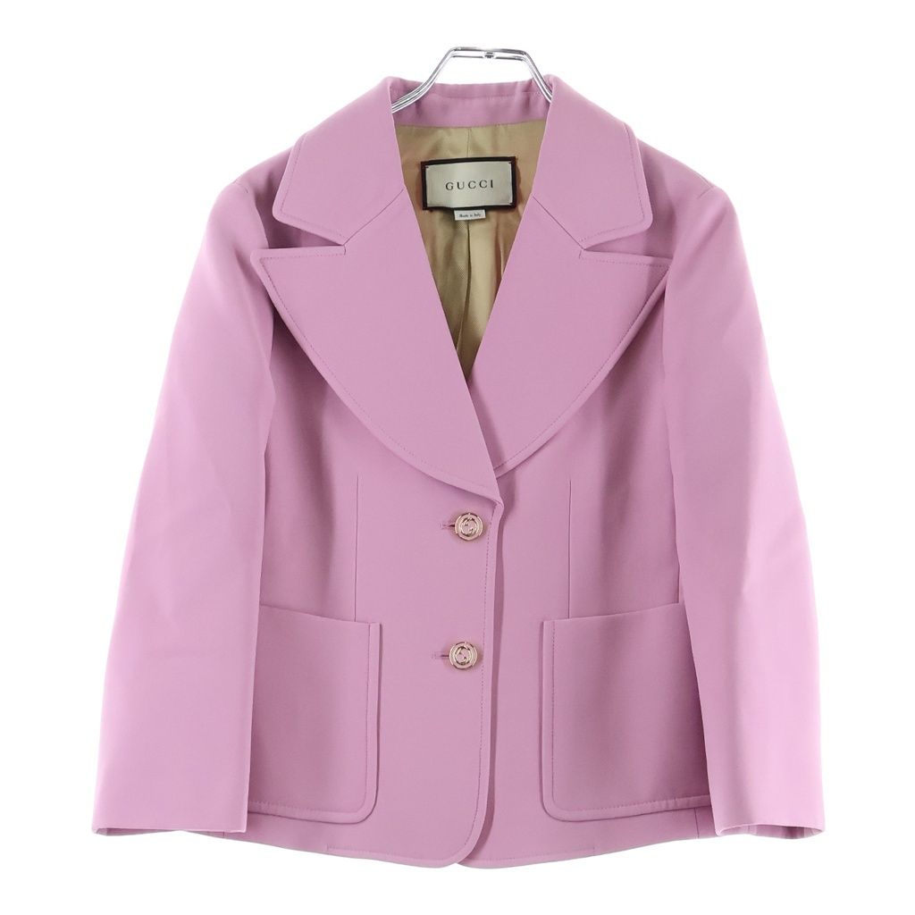GUCCI (グッチ) シングル ウールテーラードジャケット ピンク #36 623766