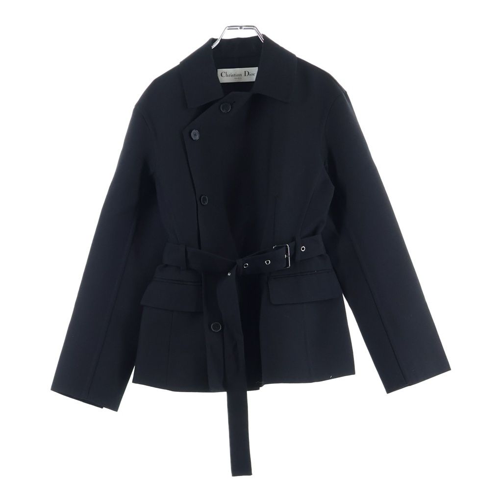 Christian Dior (クリスチャンディオール) ショートウールトレンチコート ダブル ウールギャバジン ブラック 540V41A1610