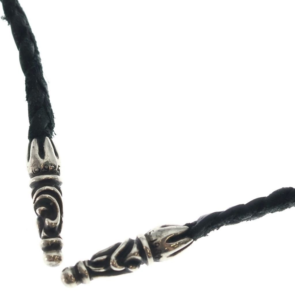 CHROME HEARTS (クロムハーツ) LEATHER BRAID SCROLL ネックレス レザーブレイドネックレス ブラック/シルバー BCA377