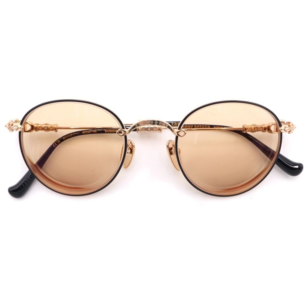 CHROME HEARTS クロムハーツ BUBBA-A フローラルクロステンプル メガネ サングラス ブラック/ゴールド CHROME HEARTS (クロムハーツ) BUBBA-A フローラルクロステンプル