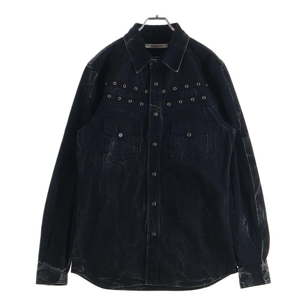 GIVENCHY (ジバンシィ) ウォッシュ加工 スナップボタン ウエスタンデニム 長袖シャツ ブラック BM604G5048