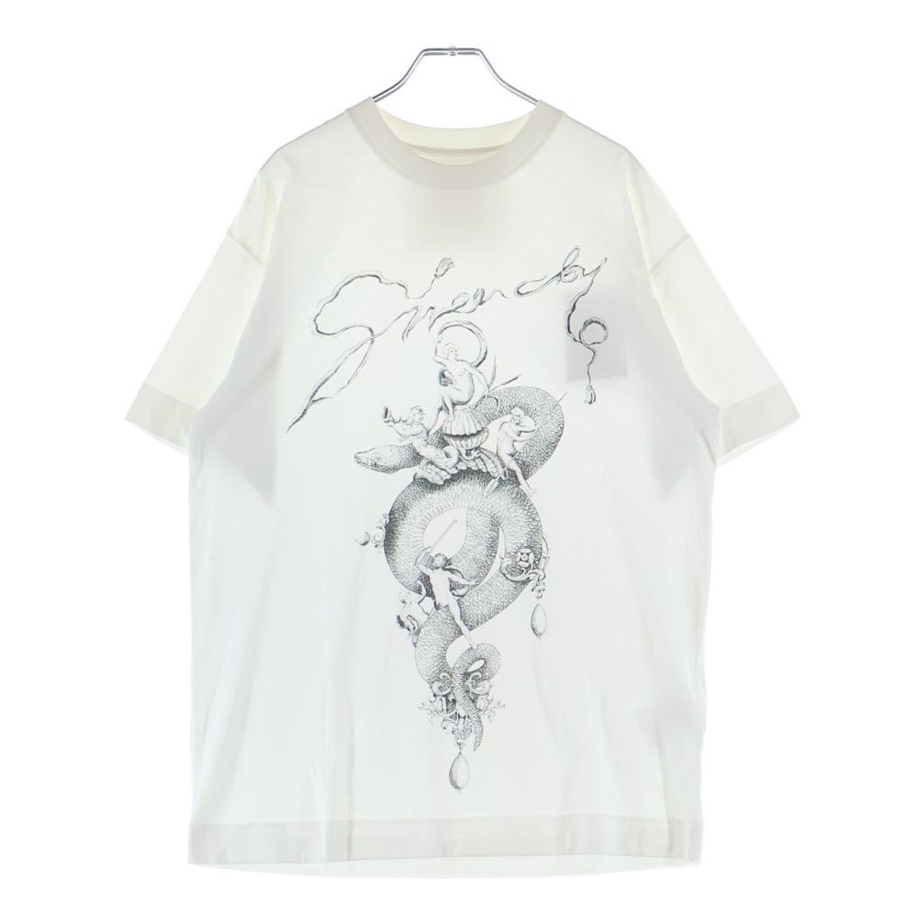 GIVENCHY (ジバンシィ) SNAKE PRINT T-SHIRT フロントスネークプリントTシャツ 半袖クルーネックカットソー ホワイト BM71MG3YPX