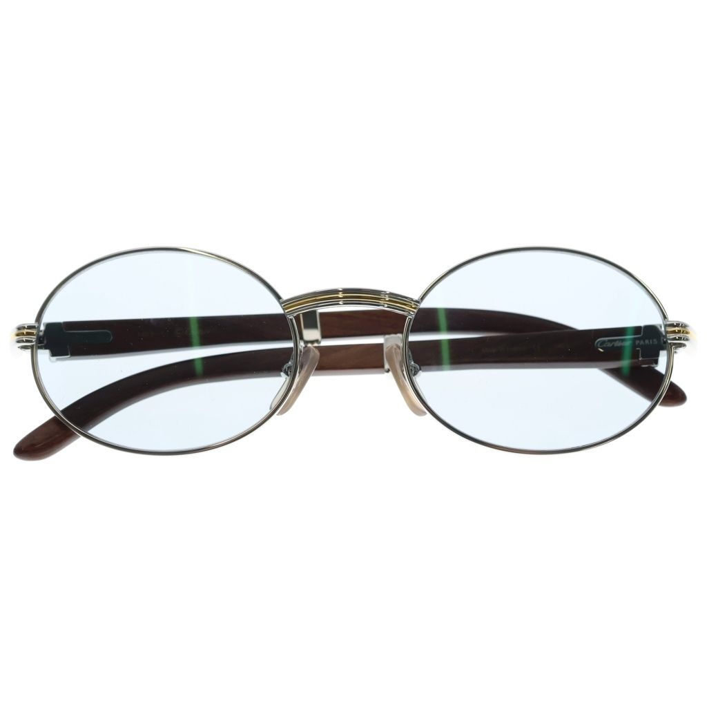 Cartier カルティエ トリニティ ウッドテンプル サングラス 眼鏡 ブラウン/シルバー Cartier (カルティエ) トリニティ ウッドテンプル サングラス 眼鏡