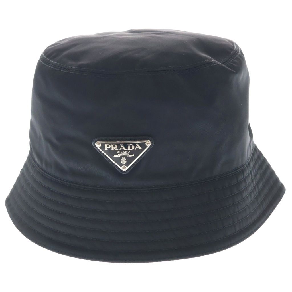 PRADA (プラダ) RE-NYLON リナイロン トライアングルロゴプレート バケットハット 帽子 ブラック 1HC137