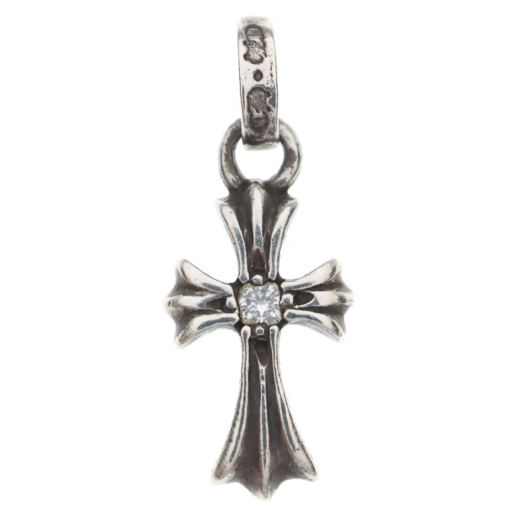 CHROME HEARTS (クロムハーツ) CRS BBYFAT DMND ベイビーファットクロス 両面1ダイヤ ペンダントトップ シルバー BCA238