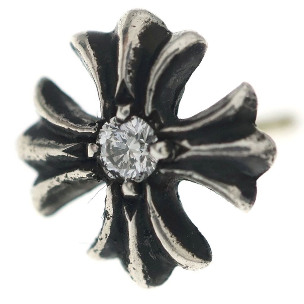 CHROME HEARTS (クロムハーツ) No2 CH PLS DIA CHプラス 1ダイヤ スタッドピアス シルバー BCA388