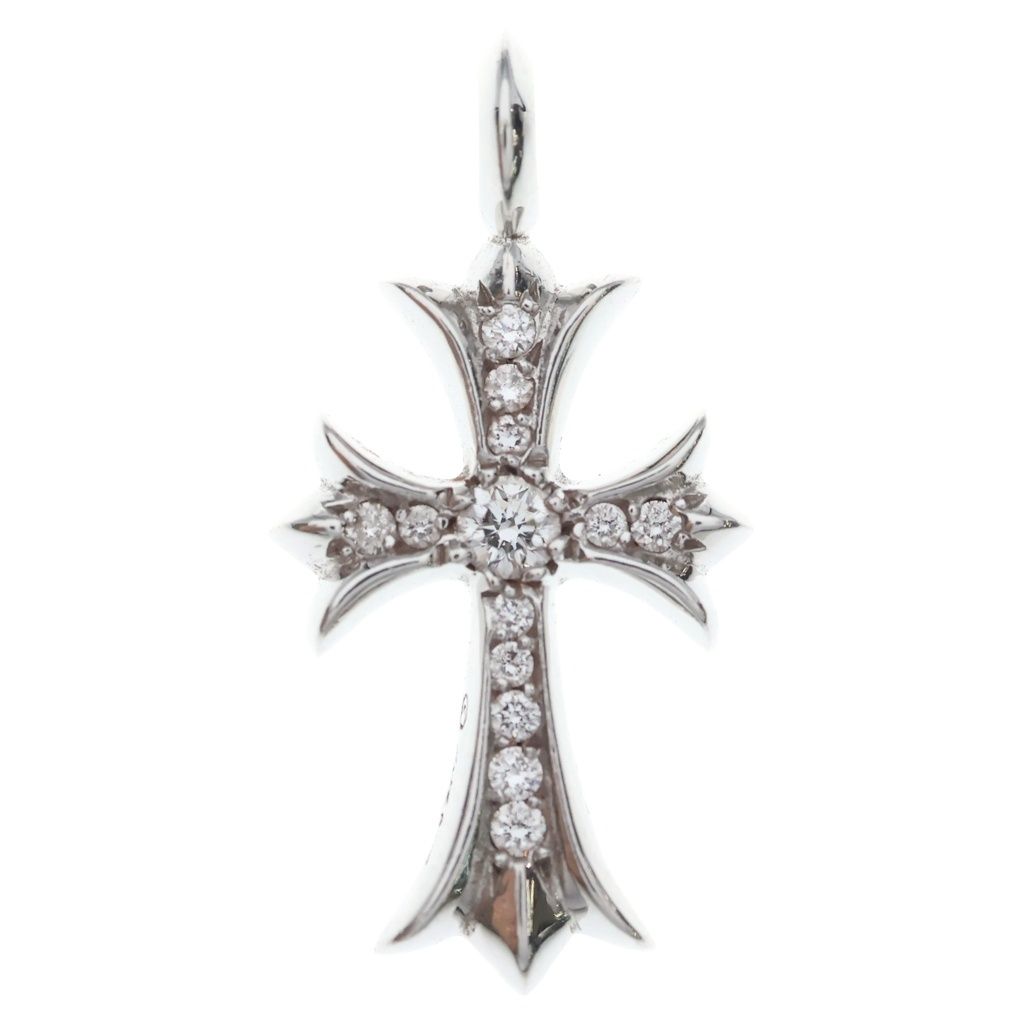 CHROME HEARTS (クロムハーツ) 18KWG TNY CRSF P/DIA タイニーファットクロス PAVEダイヤ ペンダントトップ ホワイトゴールド BCA008