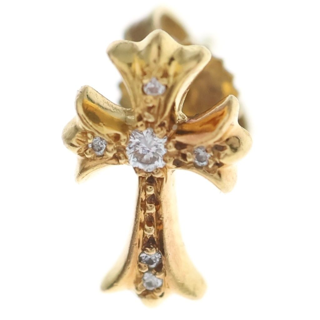 CHROME HEARTS (クロムハーツ) 22K CH CRS 2 FAT P/DIA CHクロスファット スタッドピアス PAVEダイヤ ゴールド BCA019