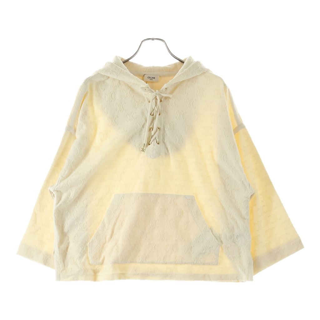 CELINE (セリーヌ) TRIOMPHE BAJA TERRY CLOTH COTTON HOODIE トリオンフ バハ テリークロス パイル地 コットンパーカー フーディー レディース ベージュ RY0760933.01EM