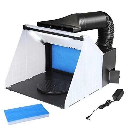 Ausuc スプレーブース LEDライト付 エアーブラシ用 塗装ブース パワフルファン ペインティングブース 交換フィルター付送料無料 045163a7