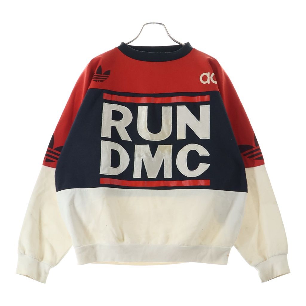 adidas (アディダス) 80S VINTAGE RUN DMC CREWNECK SWEATSHIRT ヴィンテージ ランDMC クルーネックスウェットトレーナー レッド/ネイビー/ホワイト
