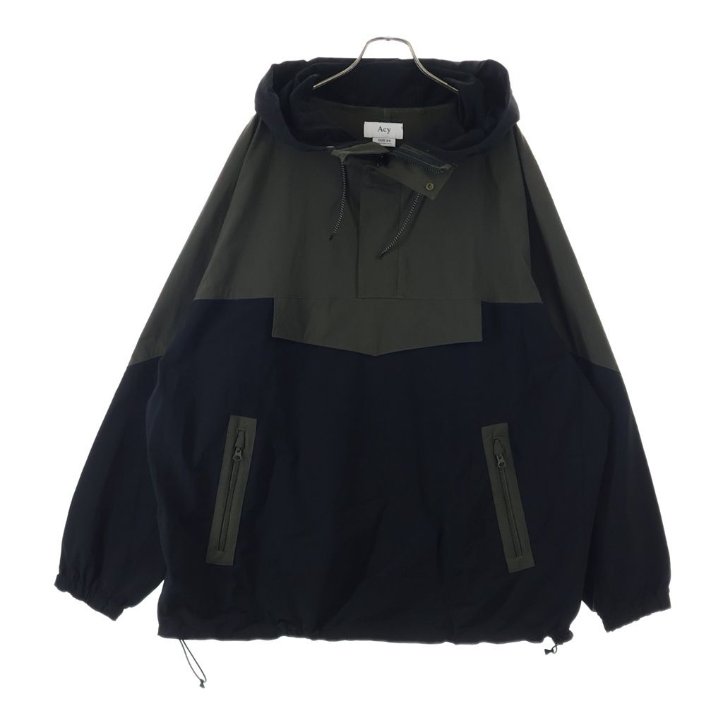 NO BRAND (ノーブランド) ACY エイシー 23AW NYLON ANORAK ナイロンアノラック プルオーバーフーデッドジャケット カーキ/ブラック ACY-23AW-002 9,568円