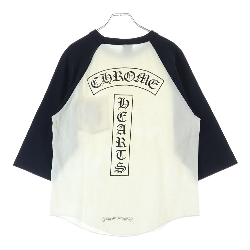 CHROME HEARTS (クロムハーツ) Raglan Sleeve Tee ヴァインダガープリント ラグランスリーブ 長袖Tシャツ 七分袖カットソー ロンT ブラック/ホワイト