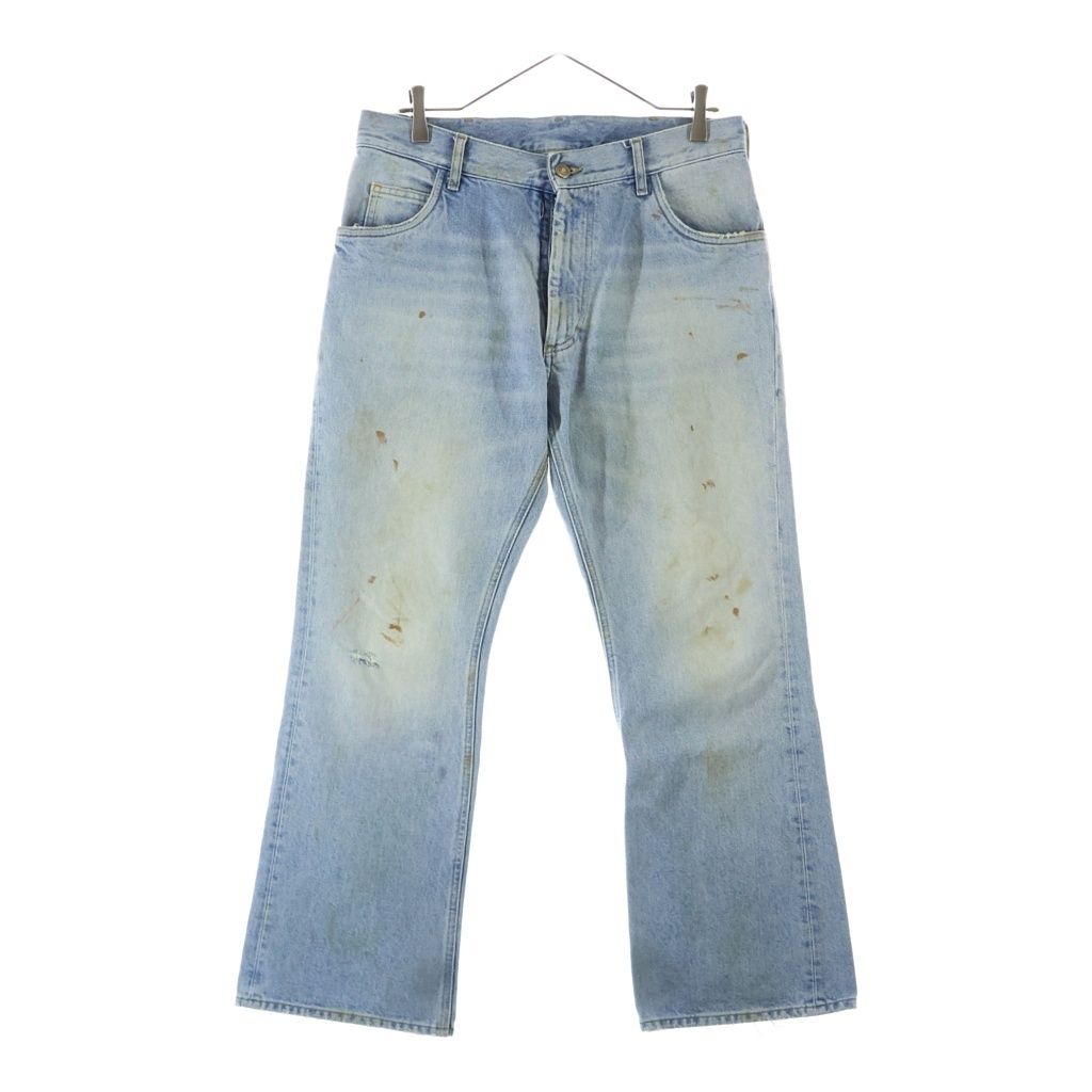 MM6 Maison Margiela (エムエムシックスメゾンマルジェラ) 22SS Dirty Wash Denim ダーティウォッシュ加工 ジップフライ ブーツカットデニムパンツ インディゴ S30LA0179 S30561