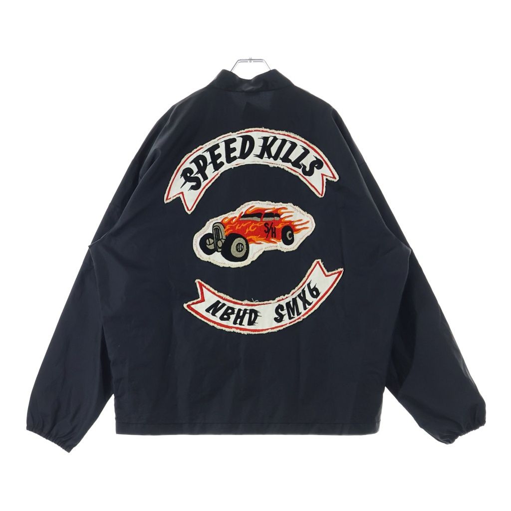 SAINT MICHAEL (セントマイケル) 25SS ×NEIGHBORHOOD STHD . JACKET SNTHD ネイバーフッド モーターサイクルタイプ ナイロンジャケット ジップアップブルゾン ブラック/レッド SM-HR8-0000-C73