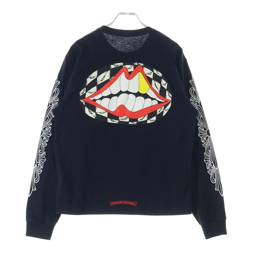 CHROME HEARTS (クロムハーツ) MATTY BOY マッティボーイ 袖フローラルクロスプリント クルーネック 長袖Tシャツ ブラック