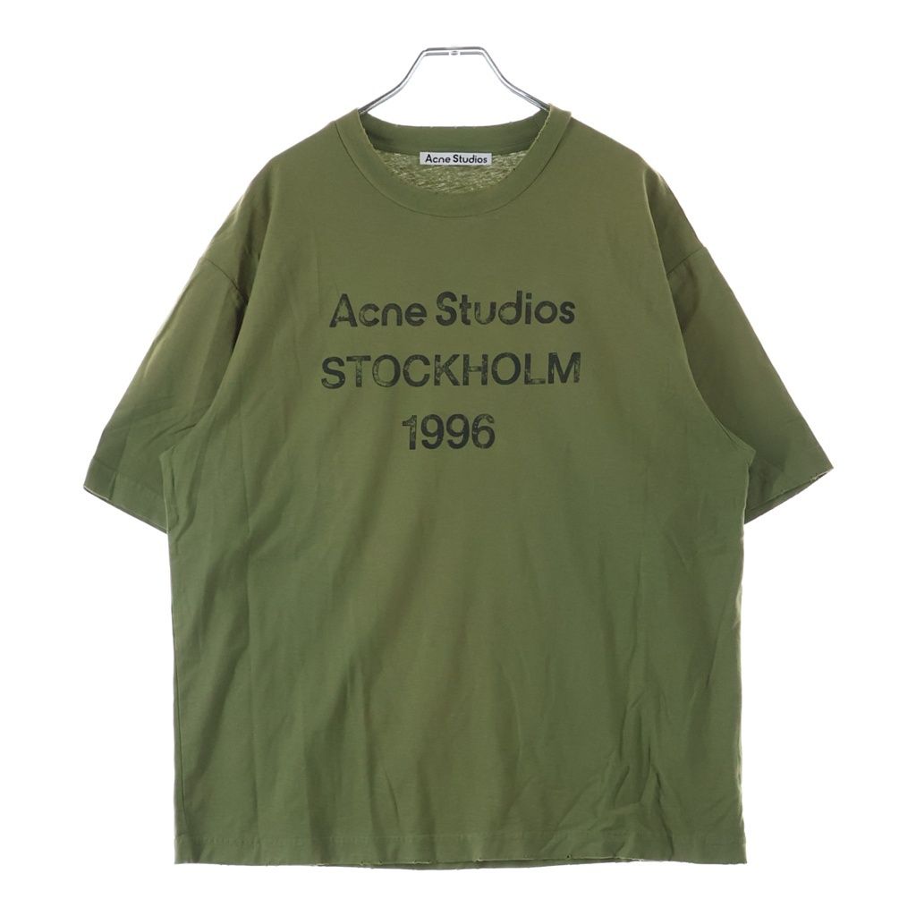 Acne Studios (アクネ ストゥディオズ) 1996 フロントロゴプリント 半袖Tシャツ カットソー カーキ FN-UX-TSHI000013