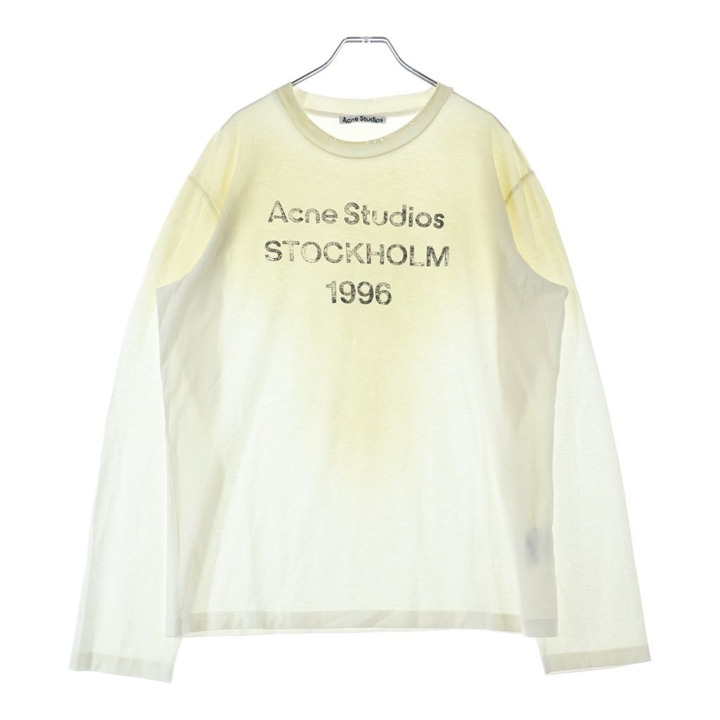 Acne Studios (アクネ ストゥディオズ) 1996 フロントロゴプリント 長袖Tシャツ カットソー ホワイト FN-UX-TSHI000016