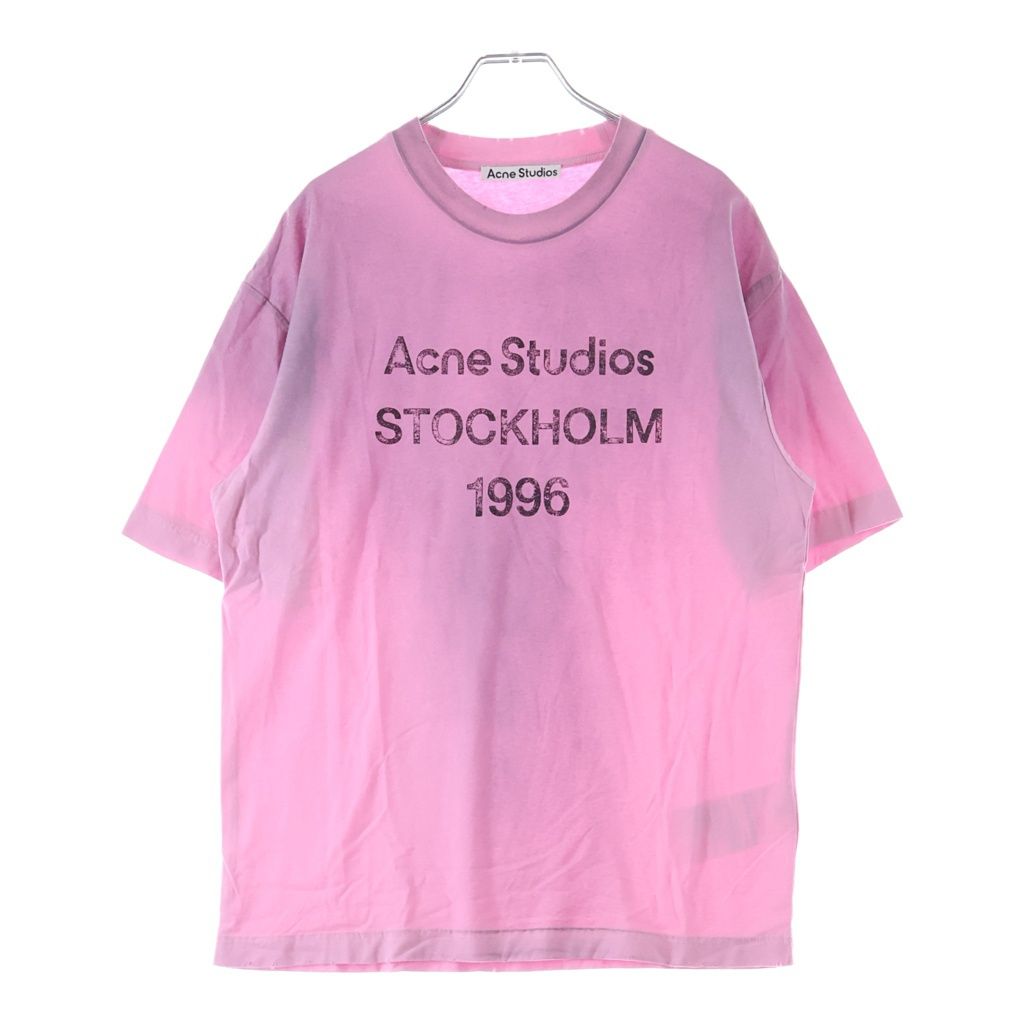 Acne Studios (アクネ ストゥディオズ) 1996 フロントロゴプリント 半袖Tシャツ カットソー ピンク FN-UX-TSHI000013