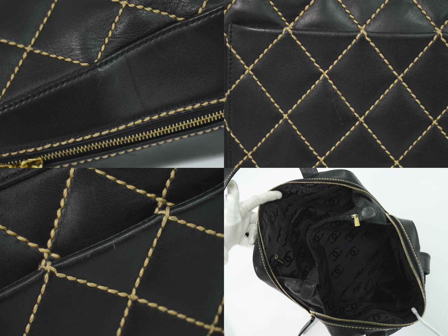 本物 シャネル CHANEL ワイルドステッチ ココマーク トートバッグ 