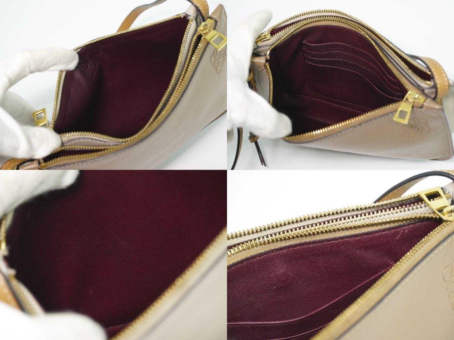 本物 ロエベ LOEWE ゲートダブルジップポーチ アナグラム ショルダー
