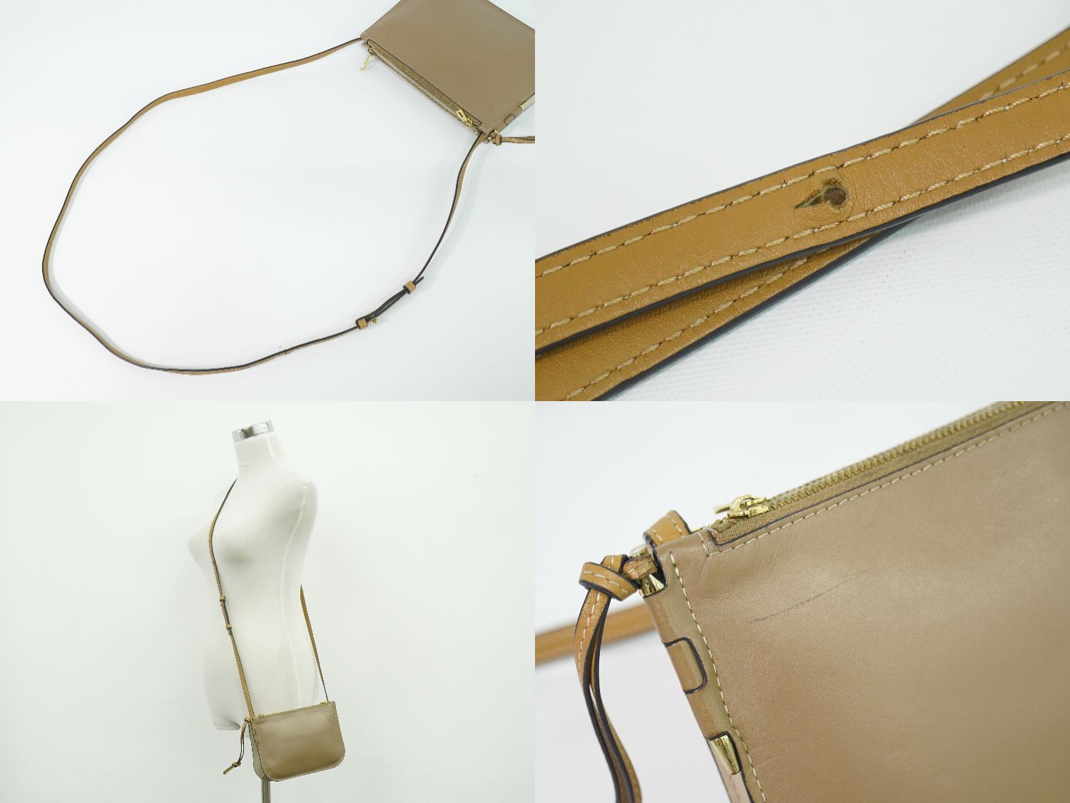 本物 ロエベ LOEWE ゲートダブルジップポーチ アナグラム ショルダー