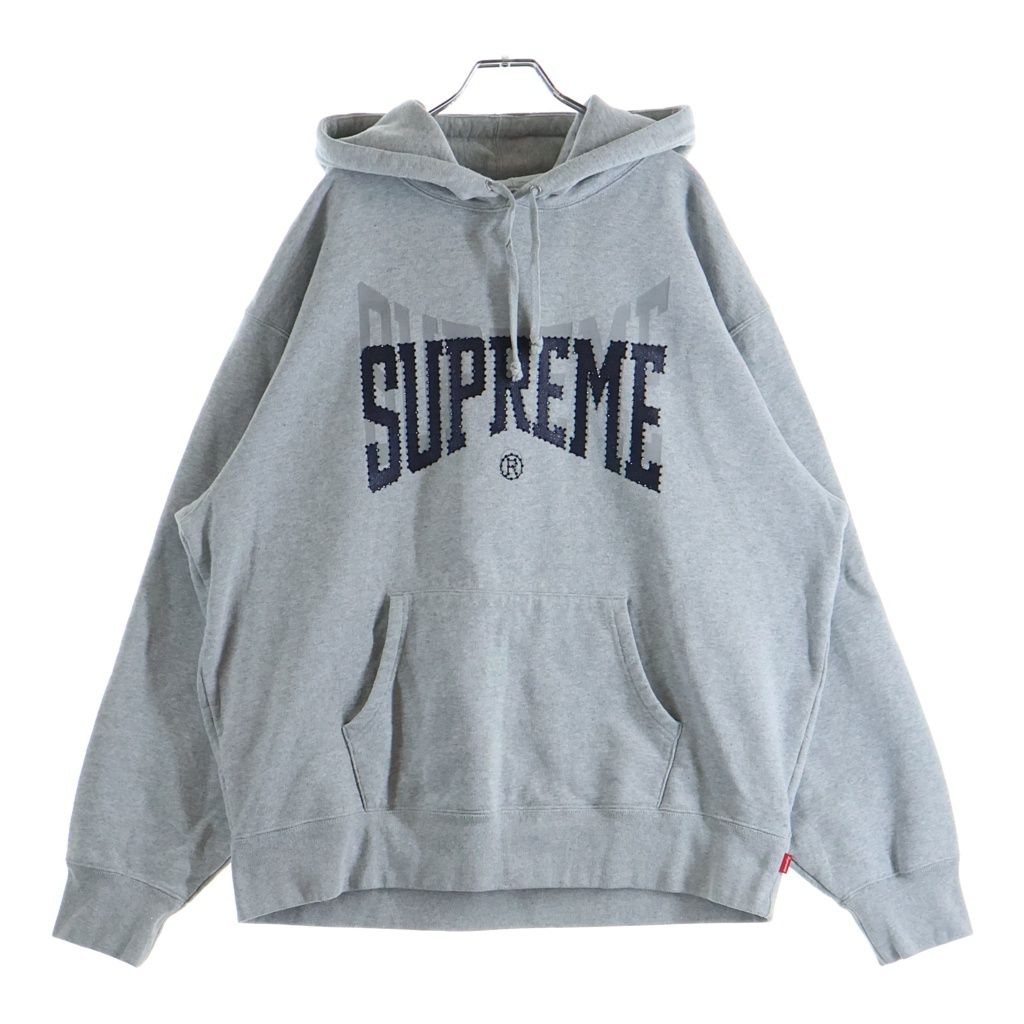 SUPREME (シュプリーム) 22AW Rhinestone Shadow Hooded ラインストーン シャドウ フーディー プルオーバーパーカー グレー