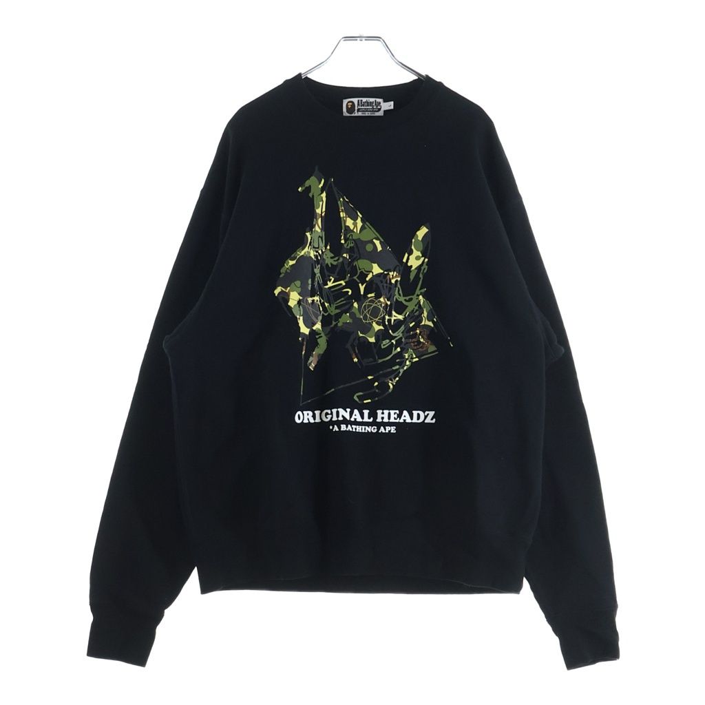 A BATHING APE (アベイシングエイプ) ×FUTURA ORIGIBAL HEADZ CREWNECK フューチュラ オリジナルヘッズ カモ柄 クルーネックスウェットトレーナー ブラック 001SWH231902X