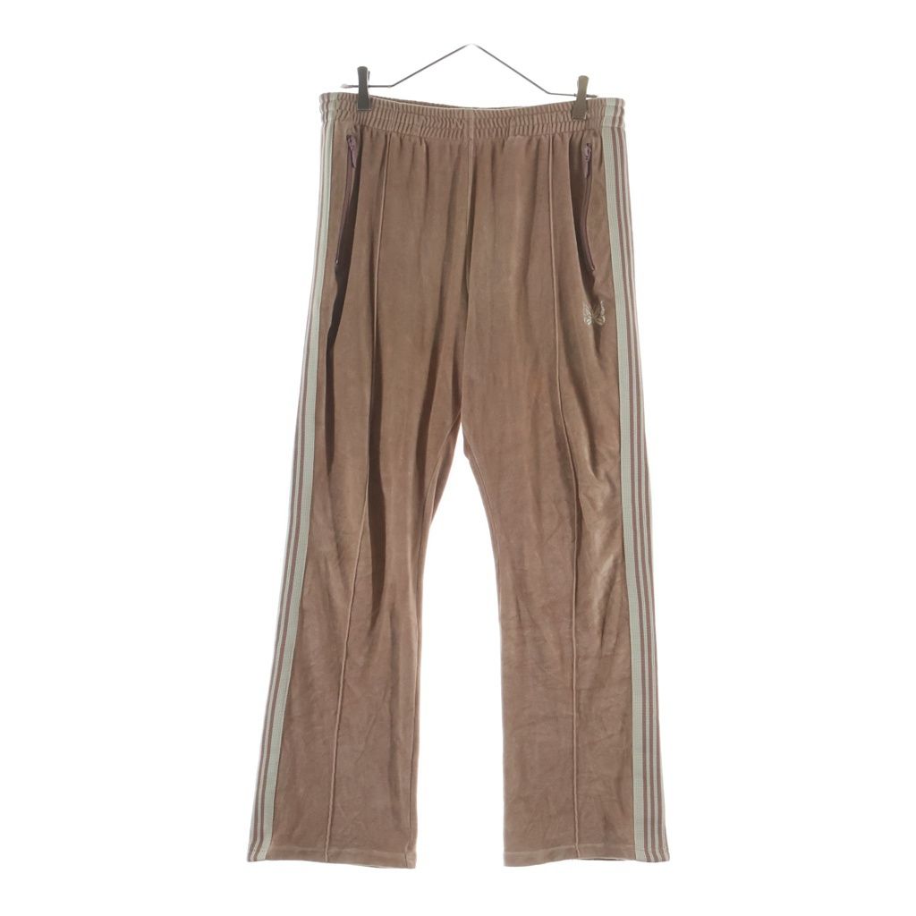 Needles (ニードルス) 23SS NARROW TRACK PANT ナロー ロゴデザイン ベロア トラックパンツ ピンク