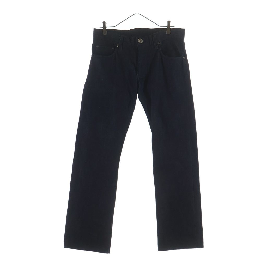 CHROME HEARTS (クロムハーツ) CRS BTN DENIM PANTS クロスボールボタン スクロールラベル ボタンフライデニムパンツ インディゴ