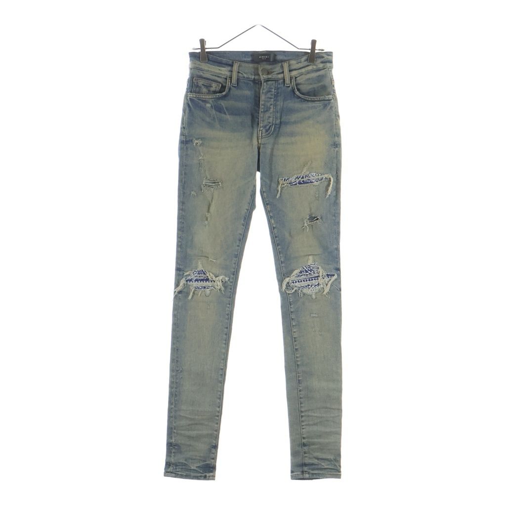 AMIRI (アミリ) Bandana Patch Jeans バンダナパッチ ダメージスキニージーンズ デニムパンツ インディゴ