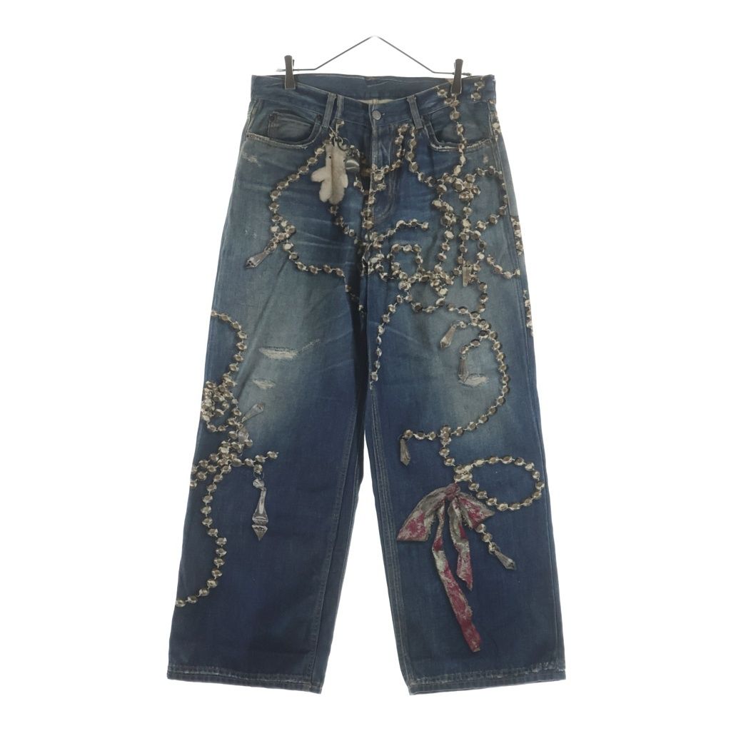 Acne Studios (アクネ ストゥディオズ) 26SS トロンプルイユ リボン キーチェーンプリント ルーズフィットジーンズ バギーデニムパンツ インディゴ FN-UX-TROU000052