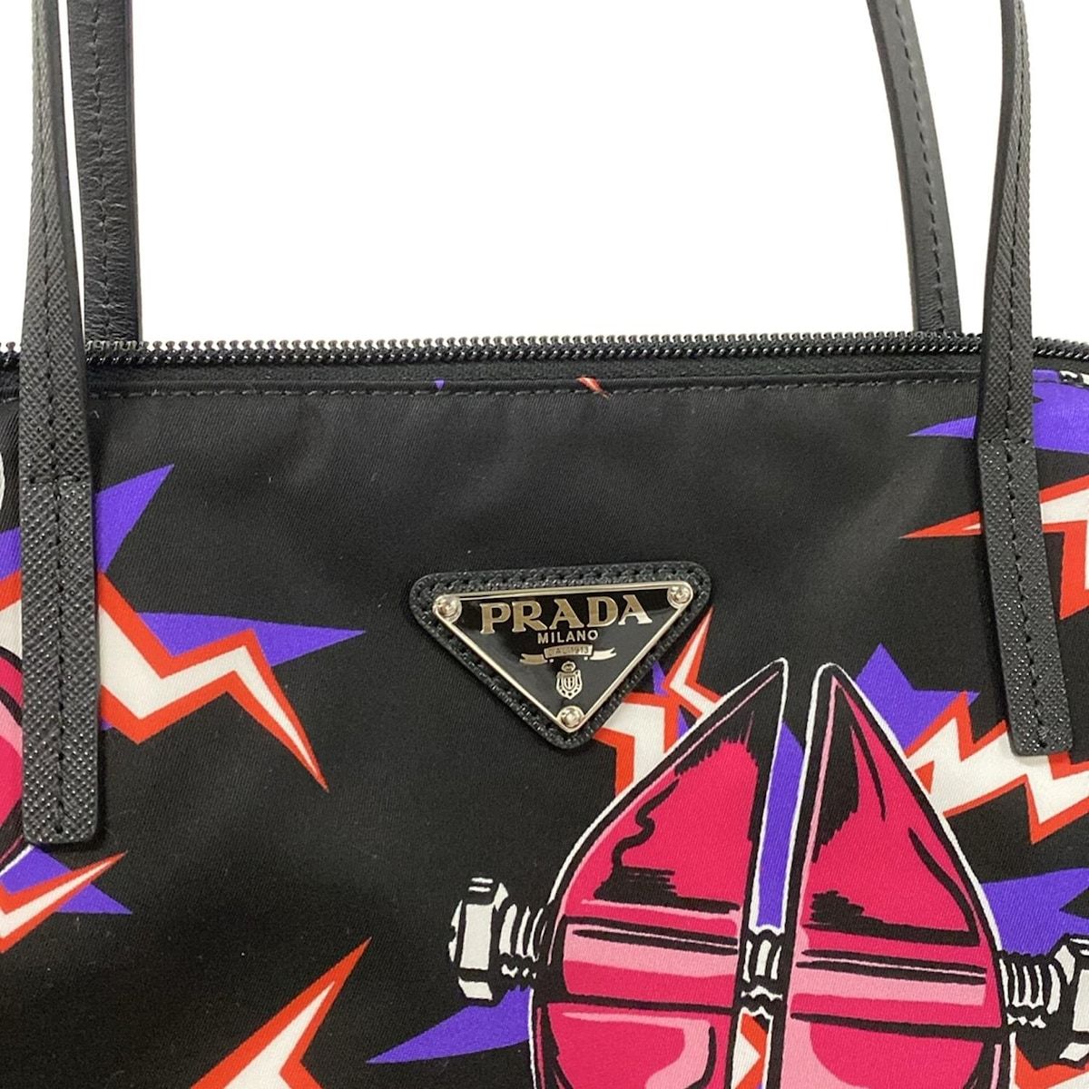 PRADA(プラダ) ショルダーバッグ - 1BG189 黒×ピンク×マルチ ハート 