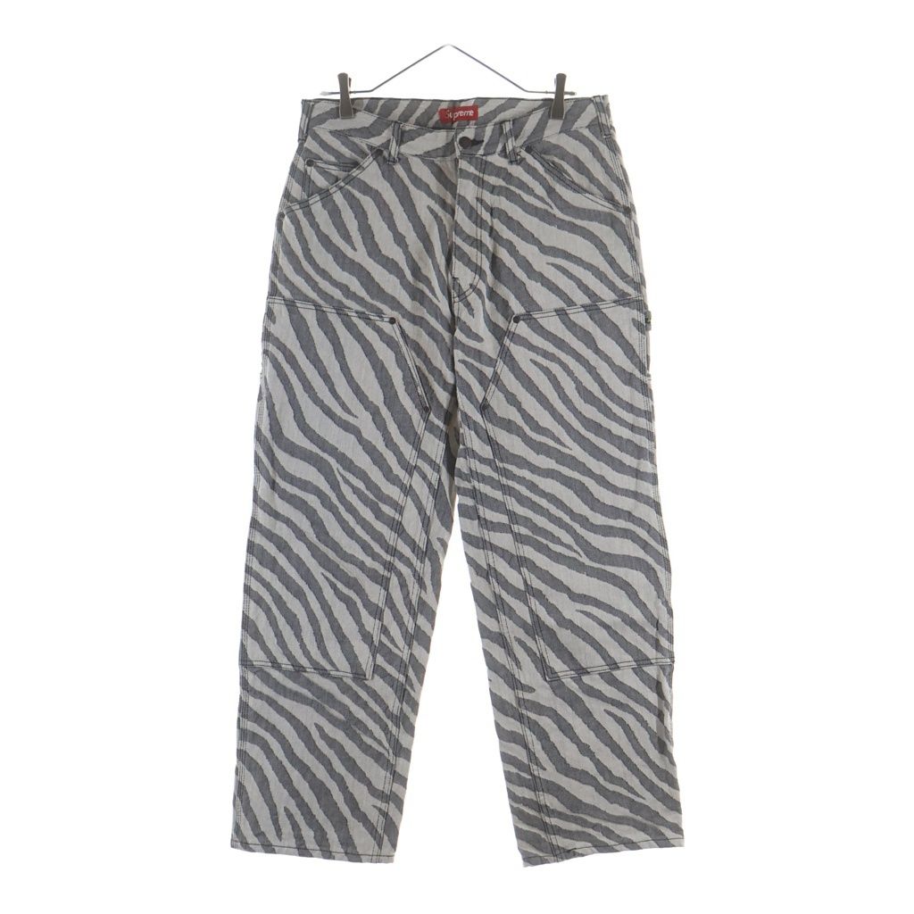 SUPREME (シュプリーム) 24SS Double Knee Painter Pant Zebra ゼブラ柄 ダブルニー ペインターパンツ ホワイト/ブラック