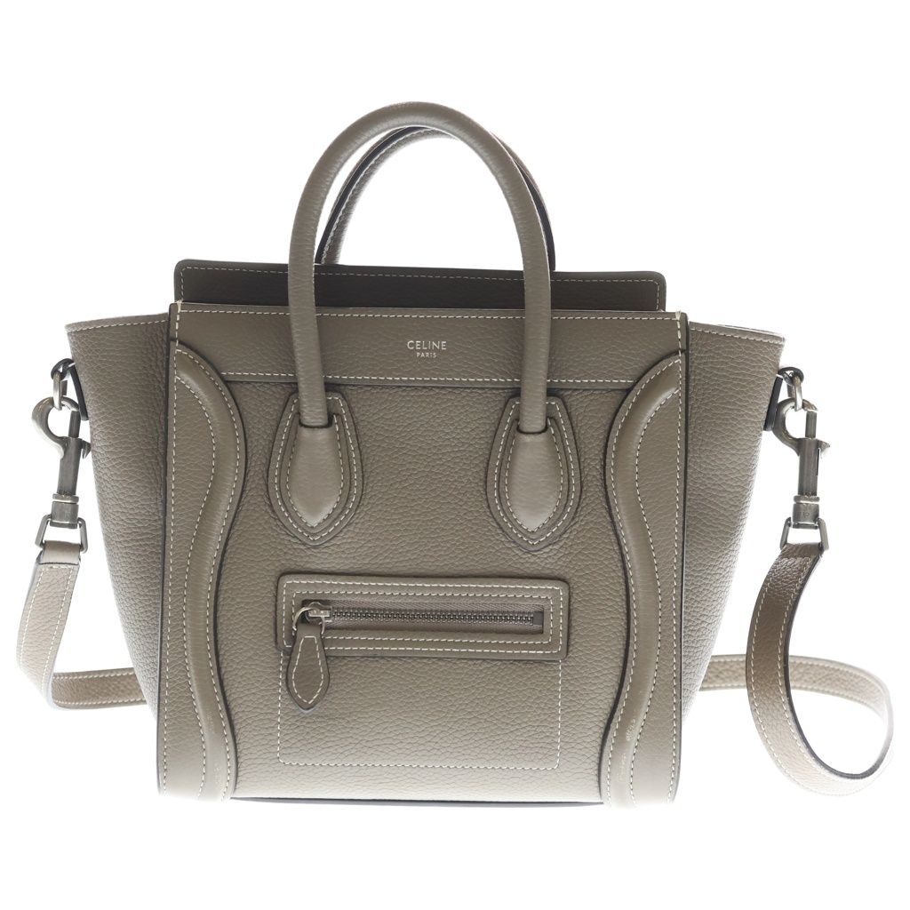 CELINE (セリーヌ) ラゲージ ナノ 2WAYバッグ ハンドバッグ ショルダーバッグ グレージュ レザー シルバー金具