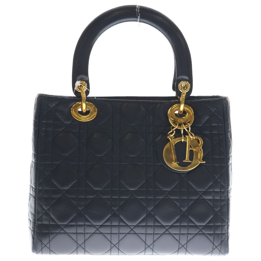 DIOR (ディオール) レディディオール ミディアム ハンドバッグ ブラック レザー ゴールド金具