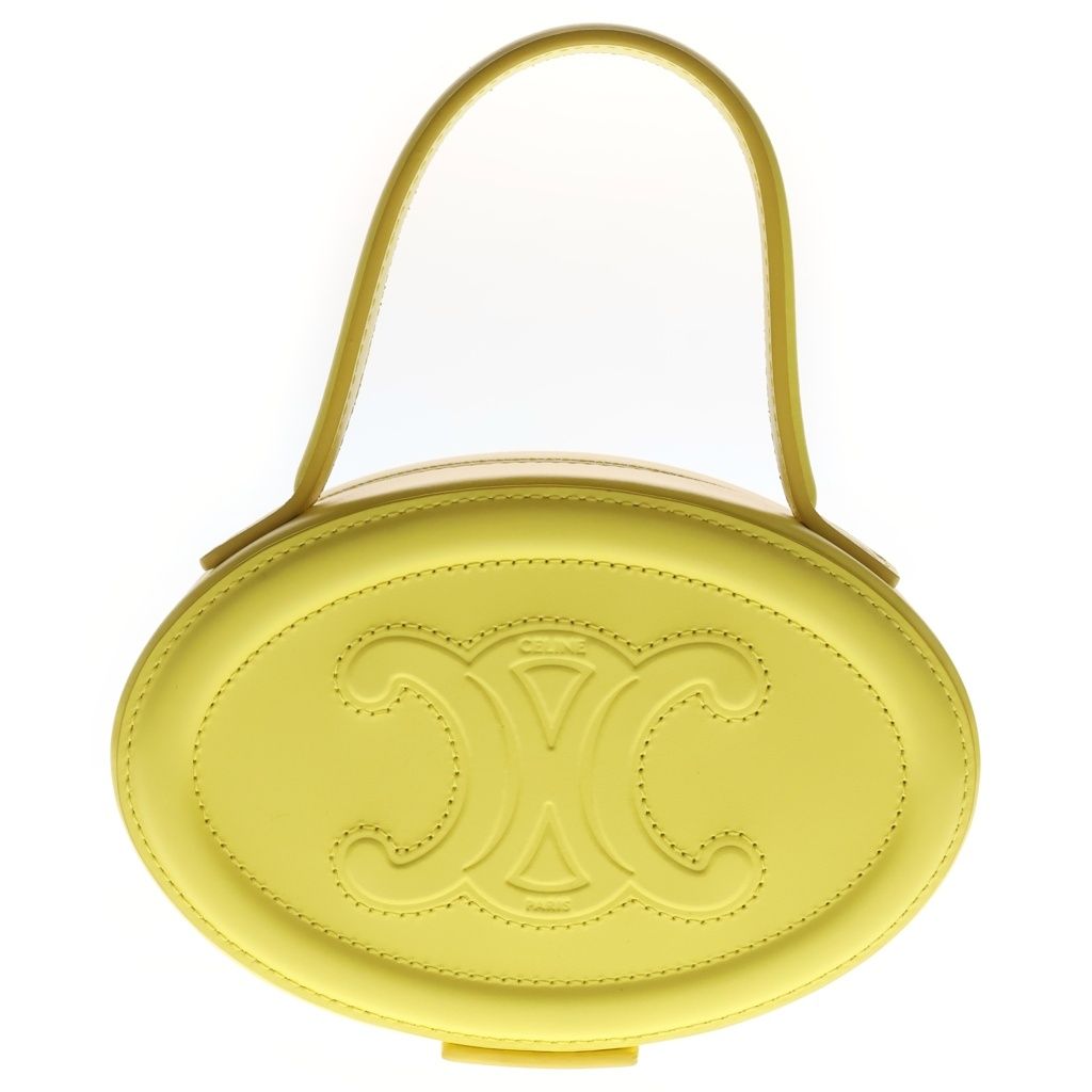 CELINE (セリーヌ) OVAL MINAUDIERE オーバル ミノディエール トリオンフ カーフスキン レザー トップハンドルバッグ イエロー 198613DU6.11CT