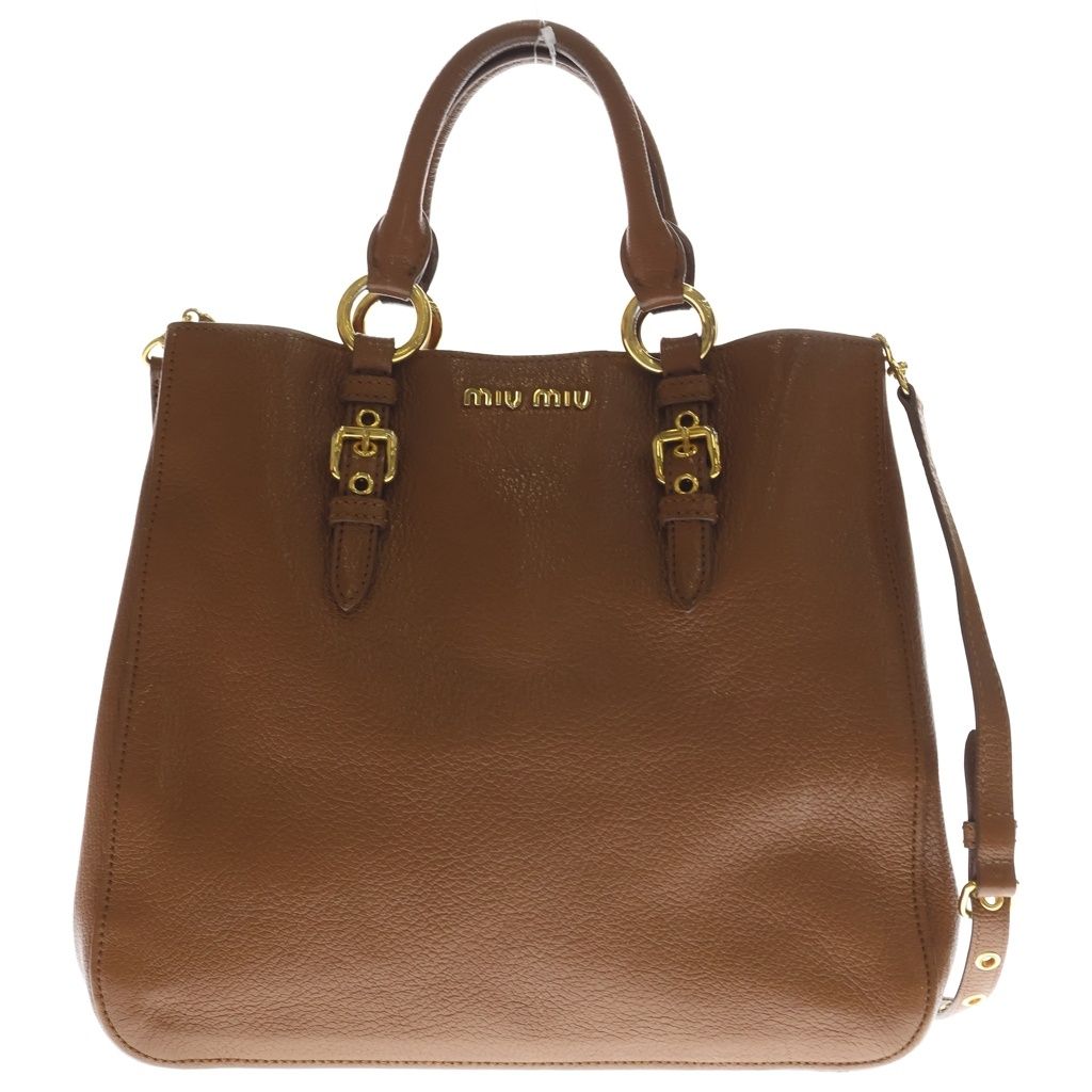 miumiu (ミュウミュウ) マドラス 2WAYショルダーバッグ ハンドバッグ ブラウン レザー RN0881 ゴールド金具