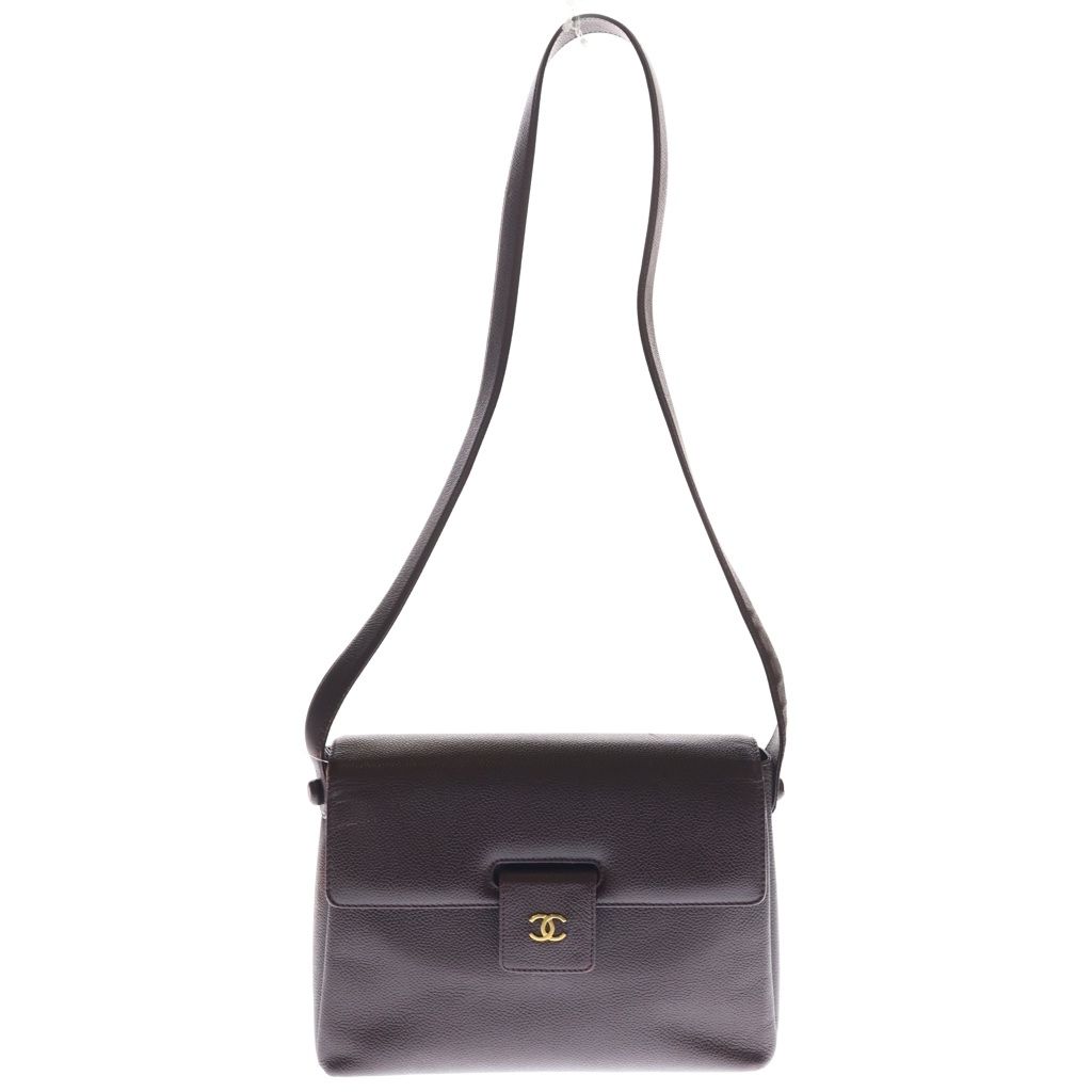 CHANEL (シャネル) ココマーク シングルフラップ クラシック ショルダーバッグ ボルドー ワインレッド キャビアスキン ゴールド金具
