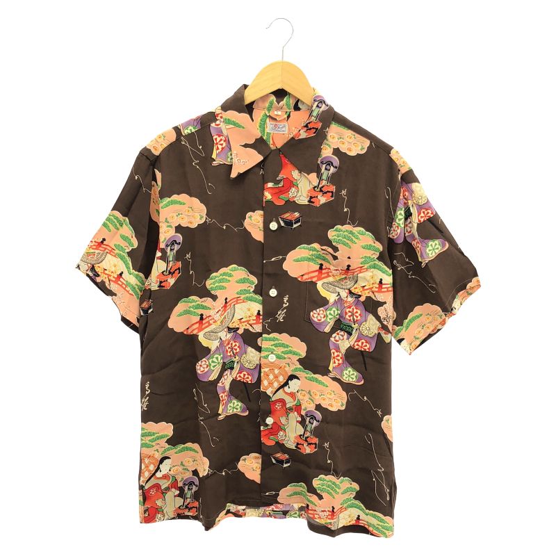 【中古】SUNSURF SS34177 レーヨンアロハシャツS/S ″OLDEN DAY BEAUTY″ ブラウン L サンサーフ[24]
