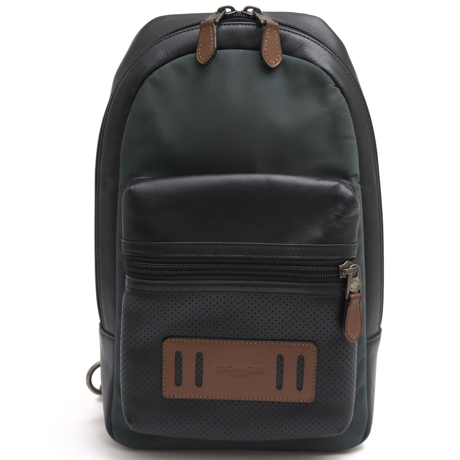 コーチ／COACH バッグ ショルダーバッグ 鞄 メンズ 男性 男性用 ナイロン レザー 革 本革 グリーン 緑 F56877 TERRAIN PACK IN PERFORATED MIXED MATERIALS パフォレイテッドテレイン ミックスド マテリ