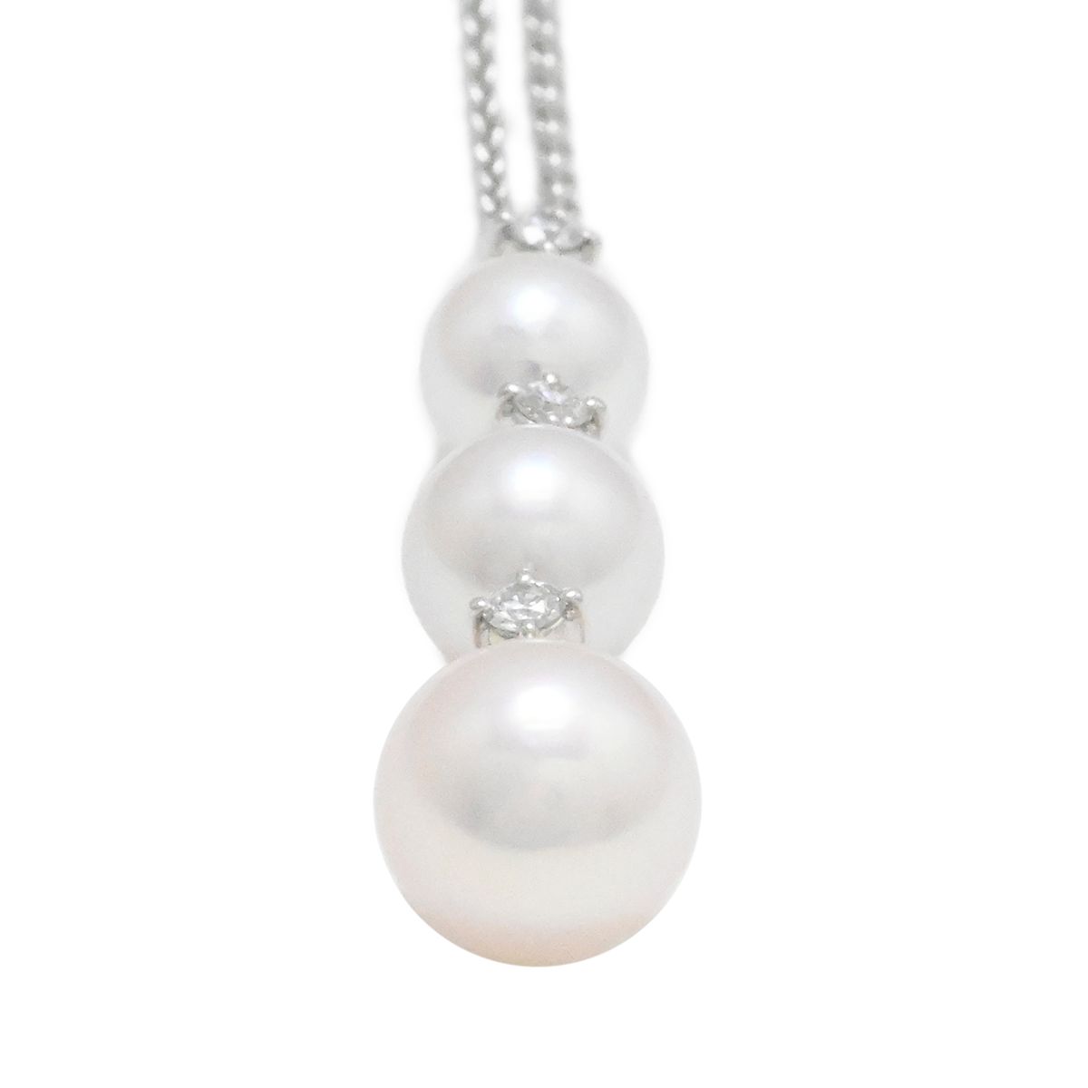 ミキモト MIKIMOTO K18WG ホワイトゴールド パール ダイヤ ネックレス 
