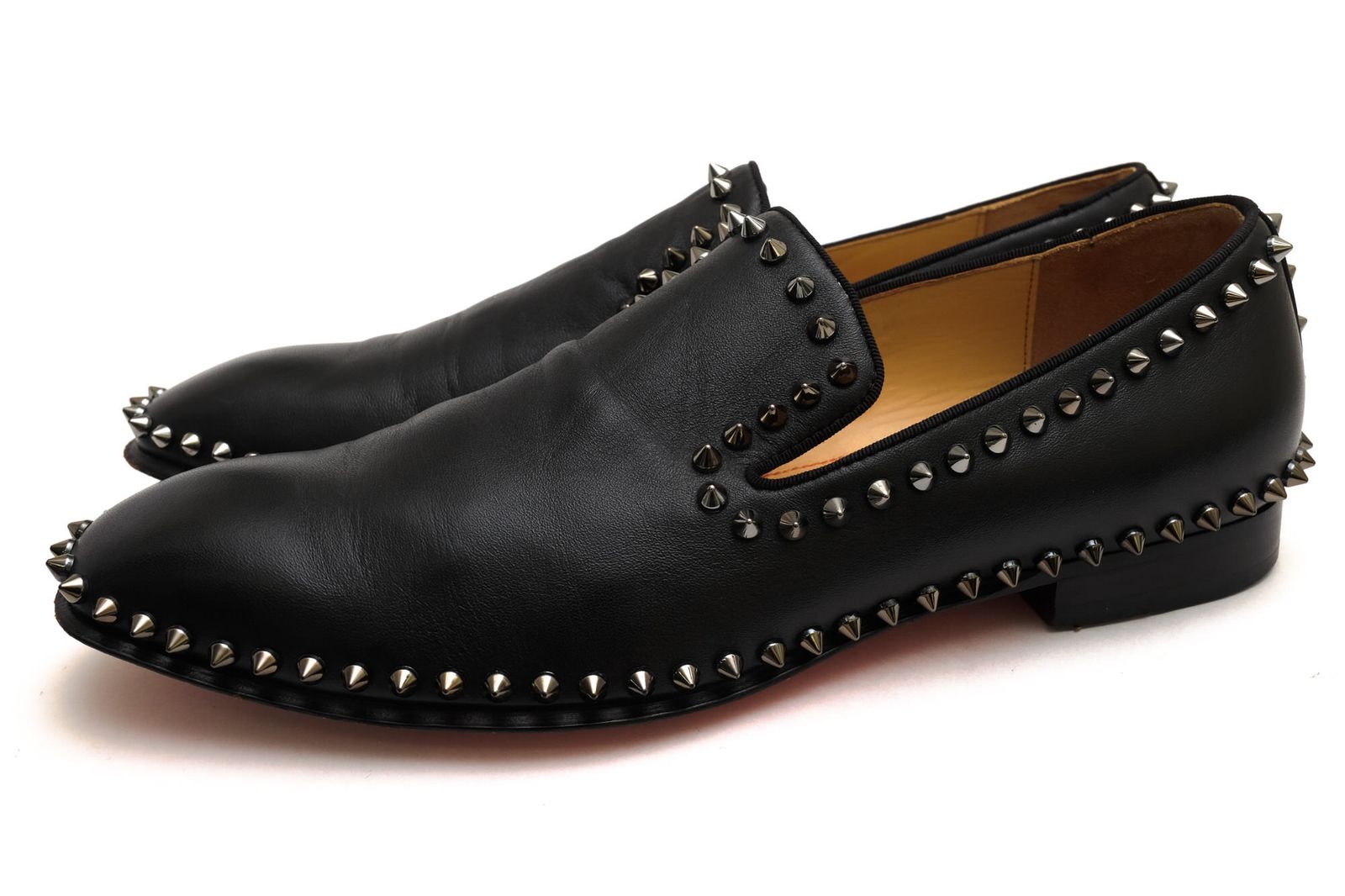 クリスチャン ルブタン／Christian Louboutin スリッポン シューズ 靴 メンズ 男性 男性用 レザー 革 本革 ブラック 黒 3150601 CASANOPUMP FLAT CALF P/GG スリッポン レザーソール スタッズ