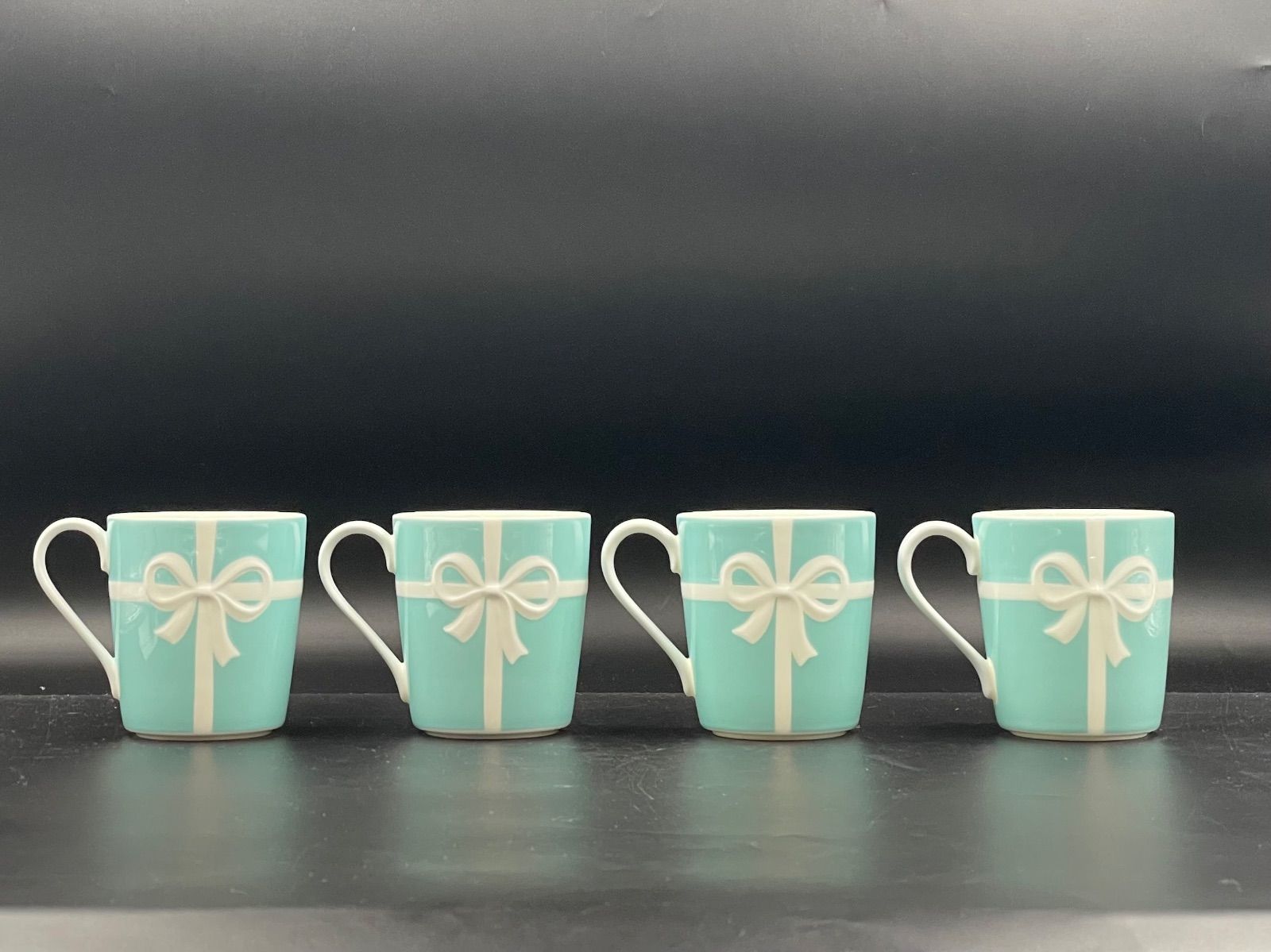 H-06023 Tiffany & Co. ティファニー マグカップ 4個セット ブルーリボン 美品