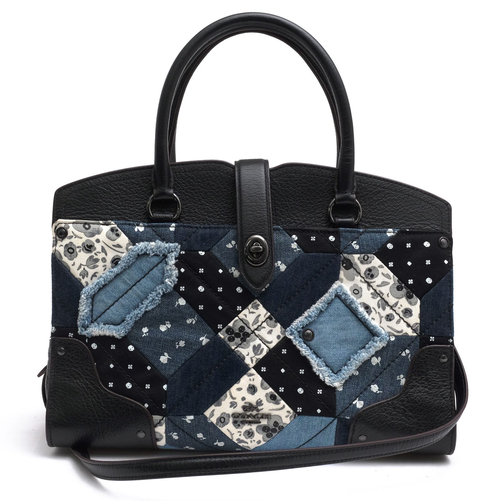 コーチ／COACH バッグ ハンドバッグ 鞄 トートバッグ レディース 女性 女性用 コットン 綿 キャンバス レザー 革 ブラック 黒 37976 MERCER SATCHEL 30 IN CANYON QUILT DENIM 2WAY ショルダーバッグ