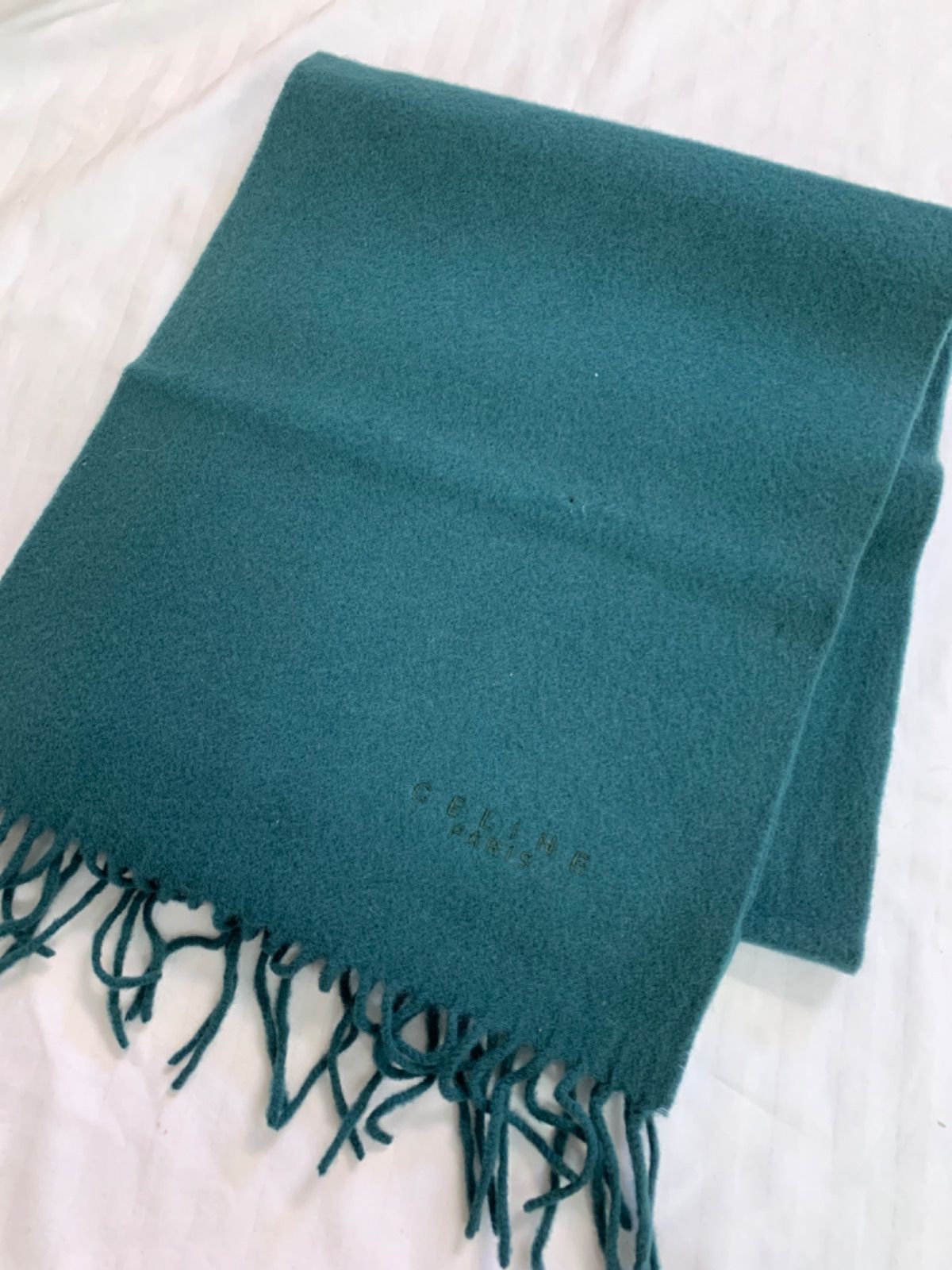 CELINE セリーヌ マフラー ロゴ モスグリーン