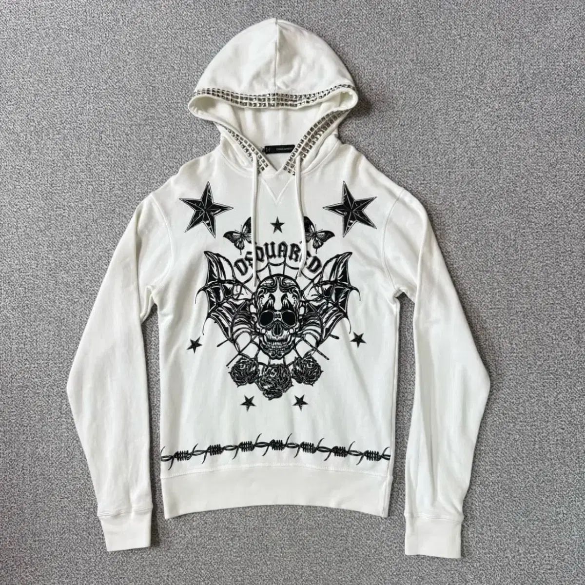DSQUARED2 スタッズ スカル パンク フーディー Tシャツ S