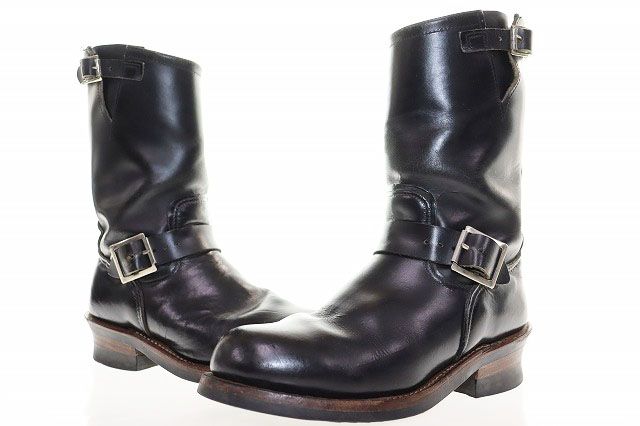 レッドウィング REDWING 2268 PT91 後期 エンジニアブーツ SIZE 7D 刺繍タグ ビブラムソール カスタム ブラック 【ブランド古着ベクトル】【中古】●▲260611